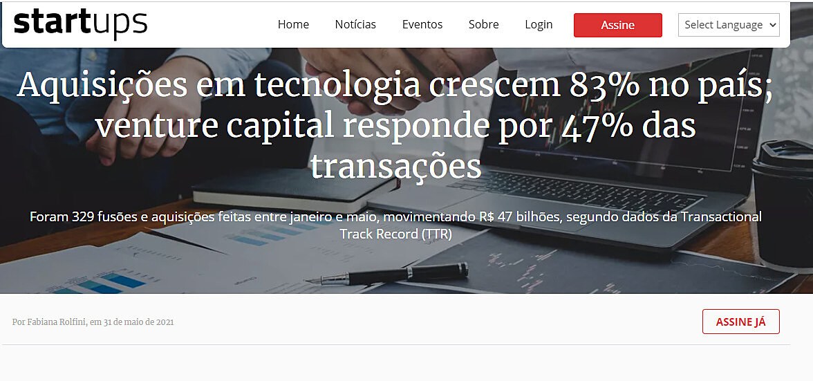 Aquisies em tecnologia crescem 83% no pas; venture capital responde por 47% das transaes